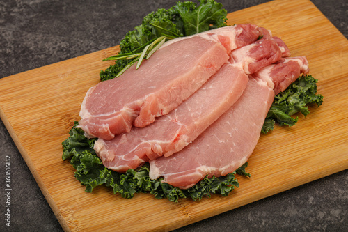 Raw pork steak for cooking