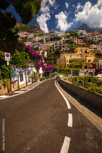 Characteristic alley in Positano town, Amalfi coast, Italy, Europe