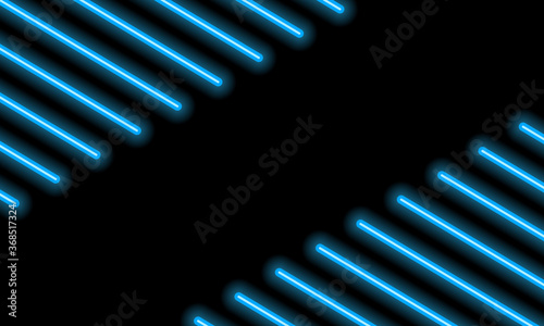 Background  neon blue stick lines tilted. Beautiful glowing geometric elements. Copy space. Vector illustration.