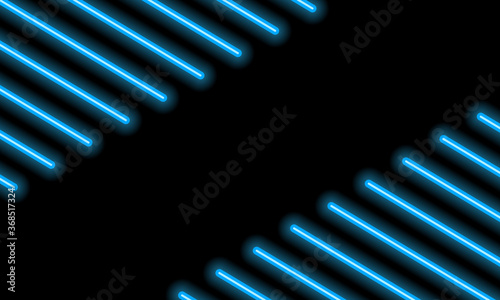 Background, neon blue stick lines tilted. Beautiful glowing geometric elements. Copy space. Vector illustration.