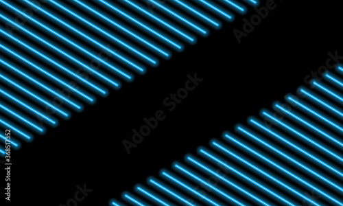 Background, neon blue stick lines tilted. Beautiful glowing geometric elements. Copy space. Vector illustration.