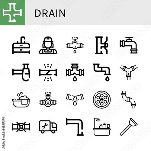 drain icon set