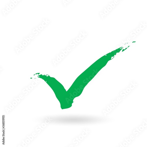 Green checkmarkk icon isolated on white background. photo