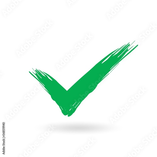 Green checkmarkk icon isolated on white background.