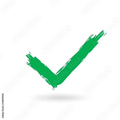 Green checkmarkk icon isolated on white background.