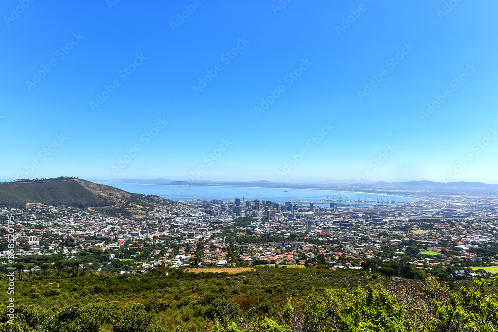 Cape Town Cityscape as seen from Table Mountain top, Western Cape, South Africa