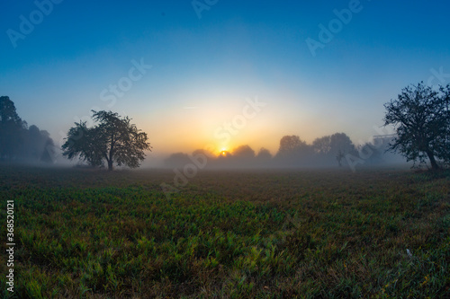 Babenhausen Sonnenuntergang mit Nebel