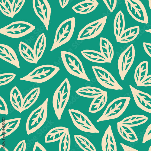Seamless hand drawn pattern with leaves