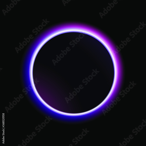 Abstract astronomy wallpaper - purple neon ring. Solar eclipse. Vector illustration.