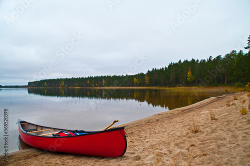 Canoe at a lake in North-Karelia, Finland