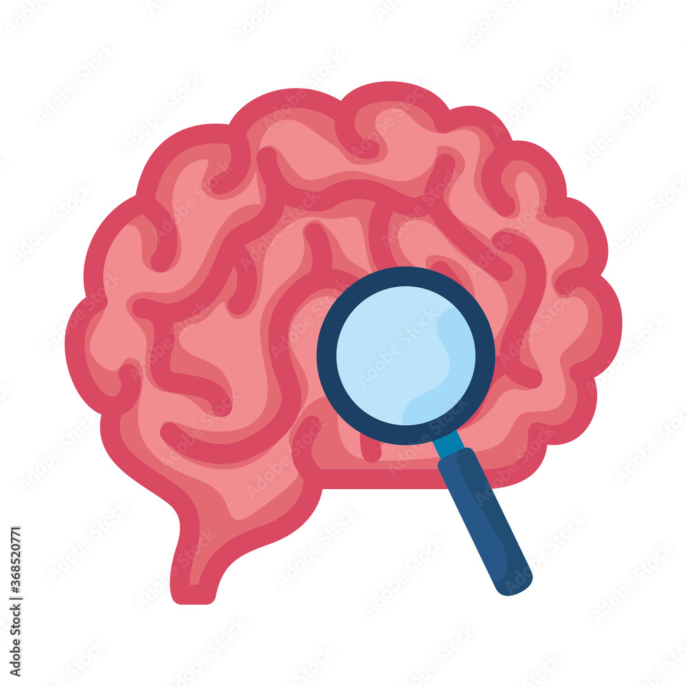 brain exploration with magnifying glass, on white background vector illustration design brain exploration with magnifying glass, on white background vector illustration design