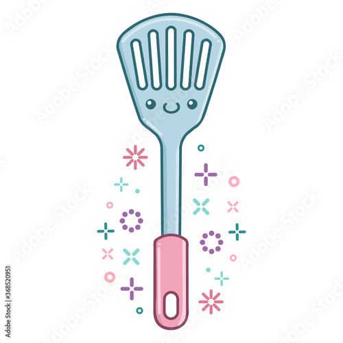 kawaii kitchen spatula icon cartoon illustration