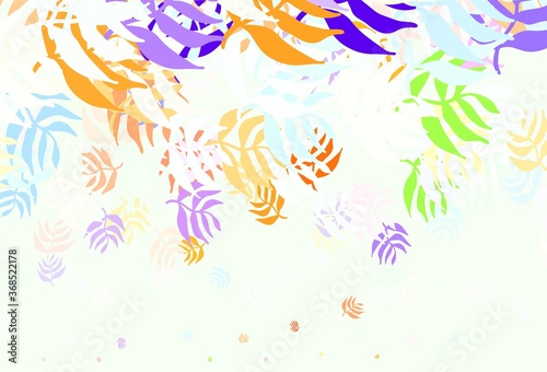 Light Blue  Yellow vector doodle background with leaves.