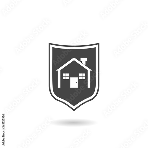 House shield icon with shadow