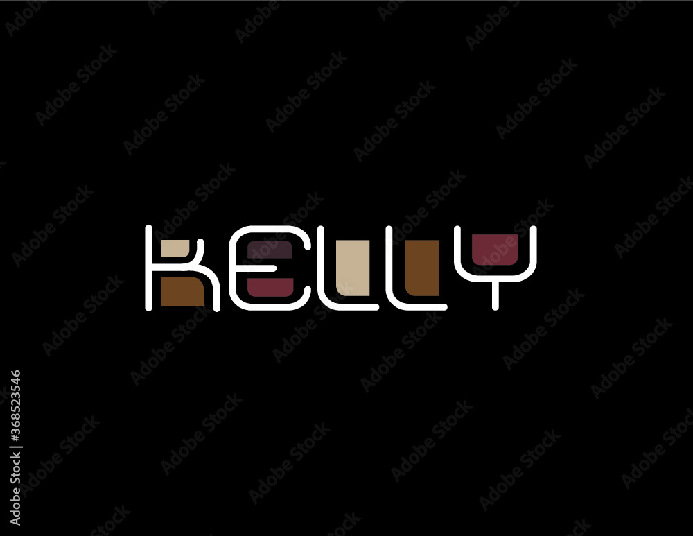 Kelly Name Art in a Unique Contemporary Design in Java Brown Colors Kelly Name Art in a Unique Contemporary Design in Java Brown Colors