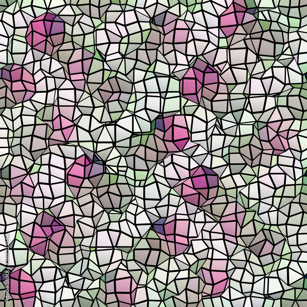 Isolated mosaic pattern featuring interconnected mosaic tiles and  jellyfishes