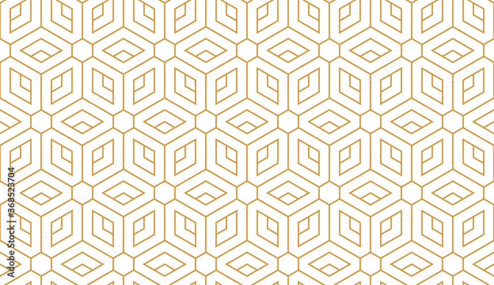 The geometric pattern with lines. Seamless vector background. White and gold texture. Graphic modern pattern. Simple lattice graphic design