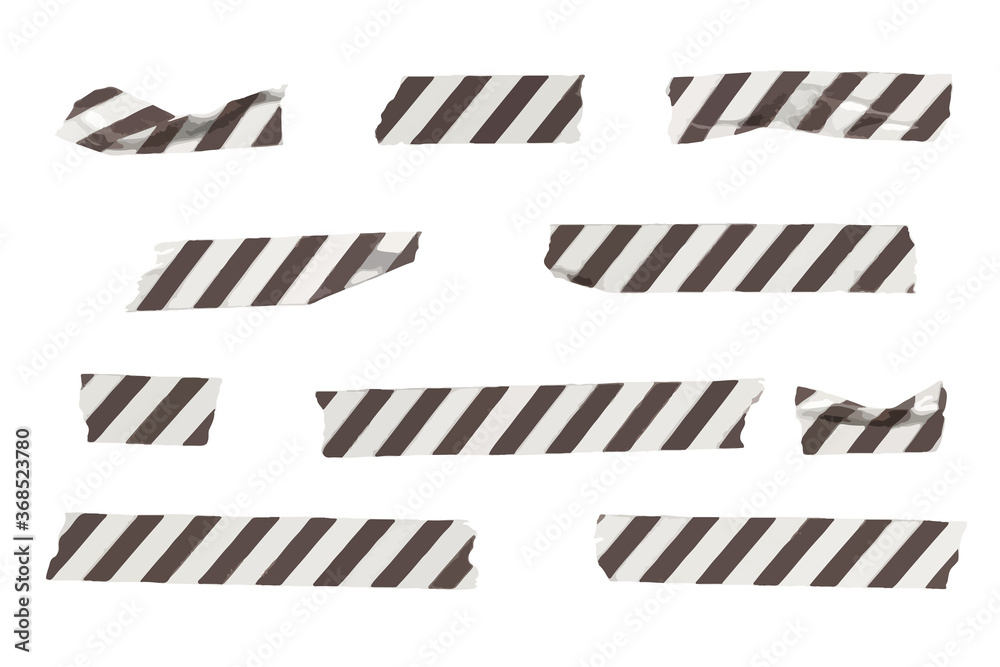 Vector striped wrinkled washi tape stripes set