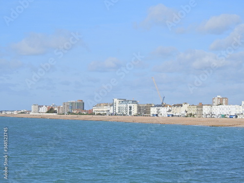 Seaside city buildings - view from the sea