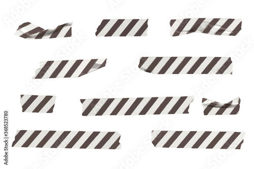 Vector striped wrinkled washi tape stripes set