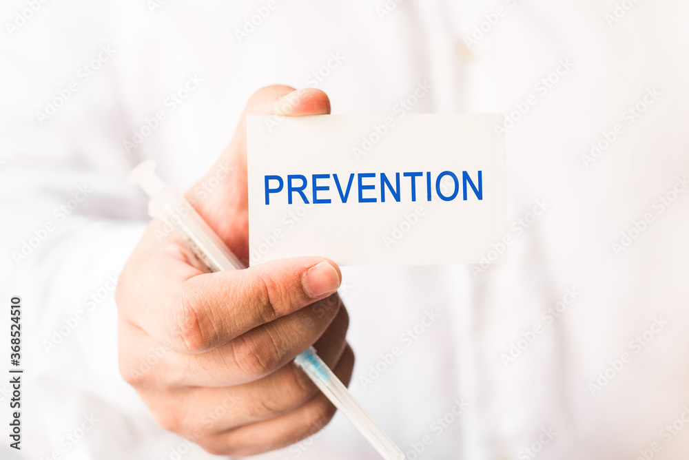 Doctor shows information: preventive medicine. Prevention Concept