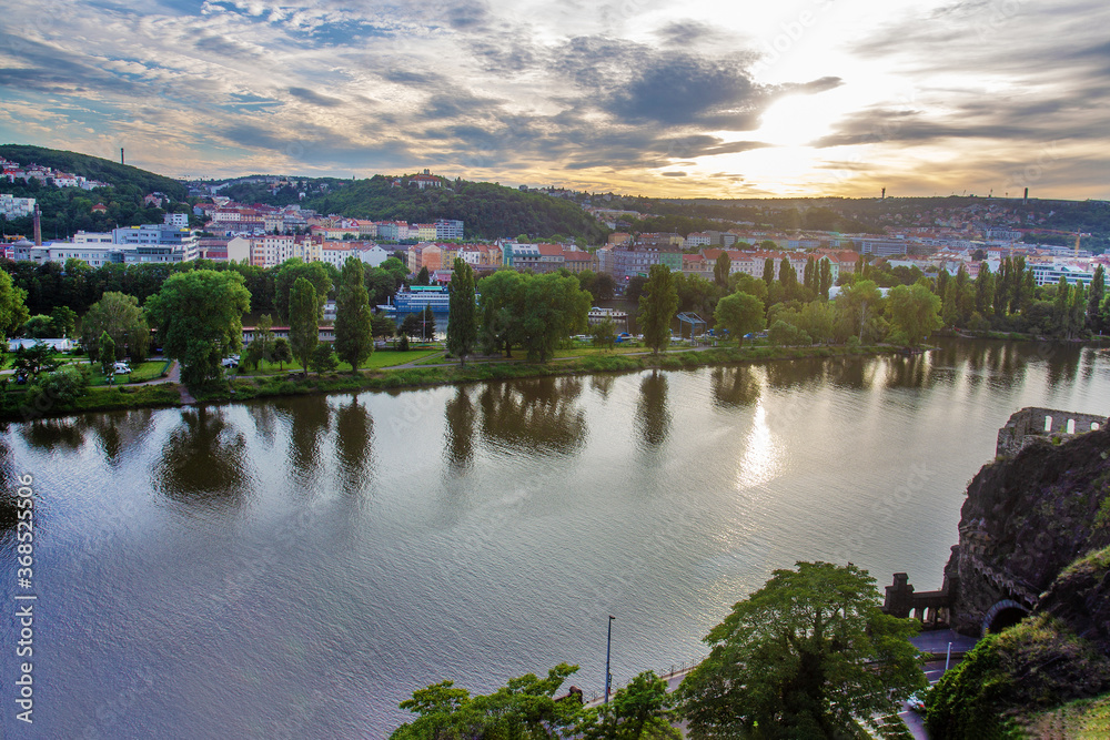 Amazing panorama of Czech capital Prague in sunset- awe summer!