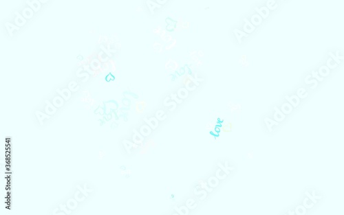 Light Green vector template with doodle hearts.