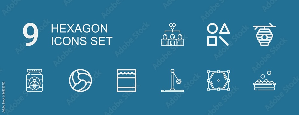 Editable 9 hexagon icons for web and mobile Editable 9 hexagon icons for web and mobile