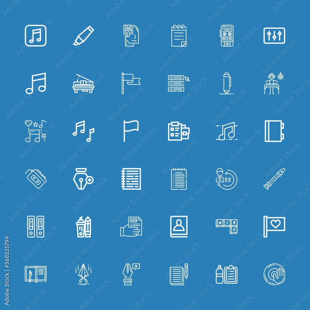Editable 36 note icons for web and mobile Editable 36 note icons for web and mobile