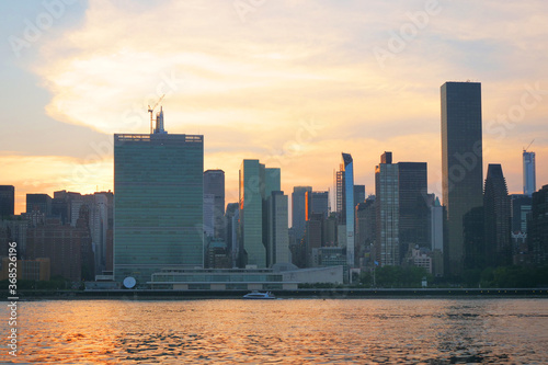 landscape of manhattan mid town sunset  photo