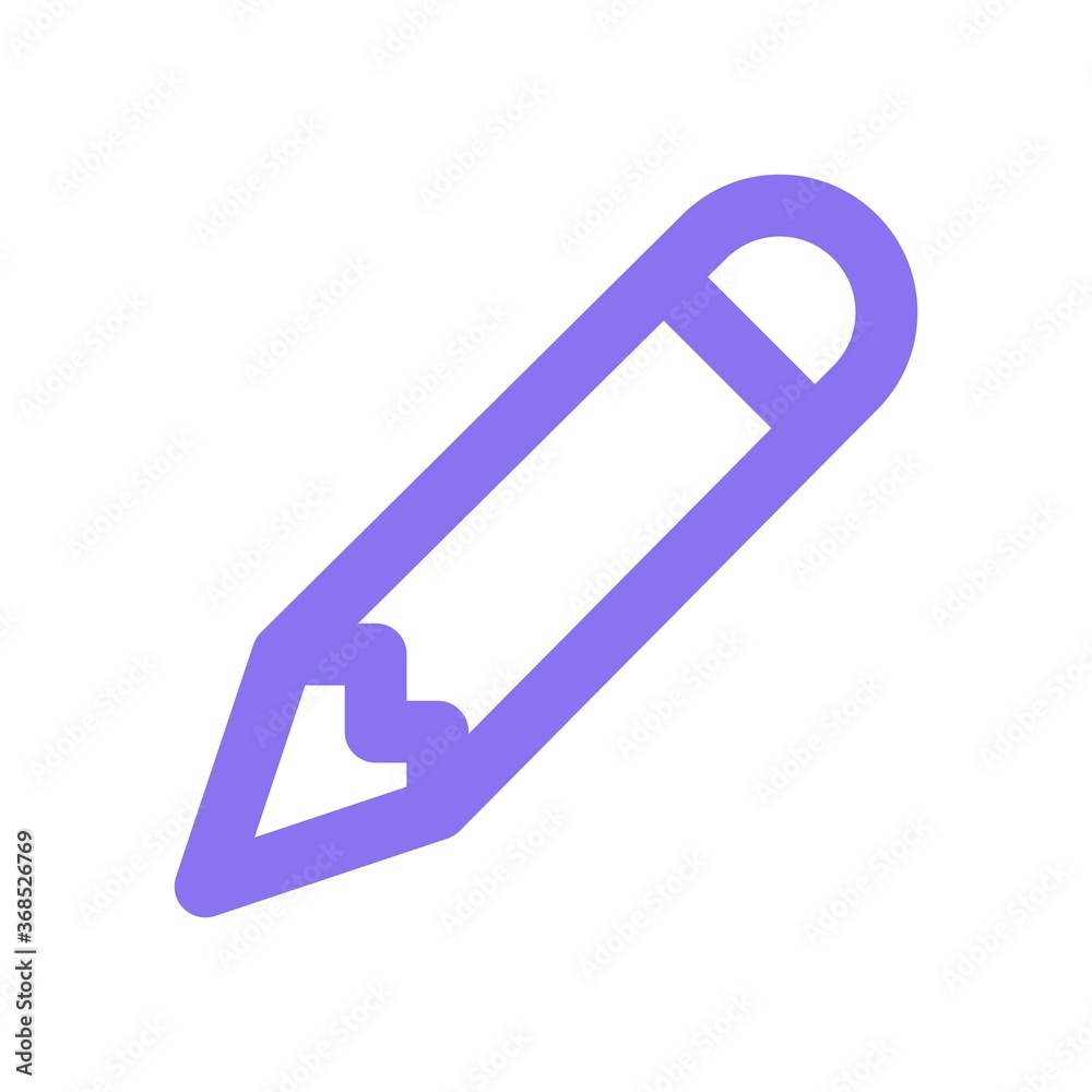 Pencil icon in flat design style for education, school concept.