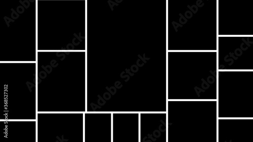Templates collage frames photos parts, picture or illustration. Black mood board template. Collage concept. Vector template photo collage. Board and branding Presentation.