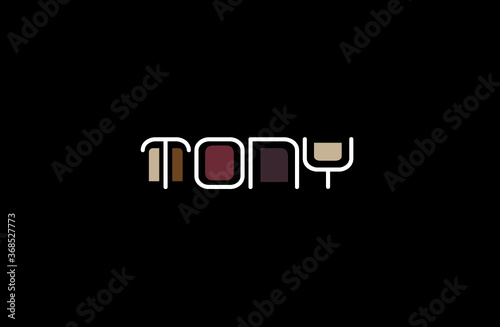 Tony Name Art in a Unique Contemporary Design in Java Brown Colors photo