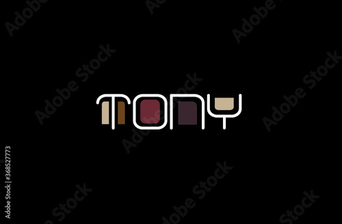 Tony Name Art in a Unique Contemporary Design in Java Brown Colors