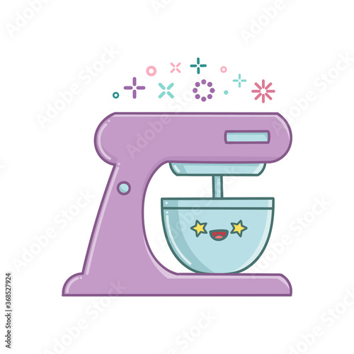 kawaii kitchen mixer icon cartoon illustration