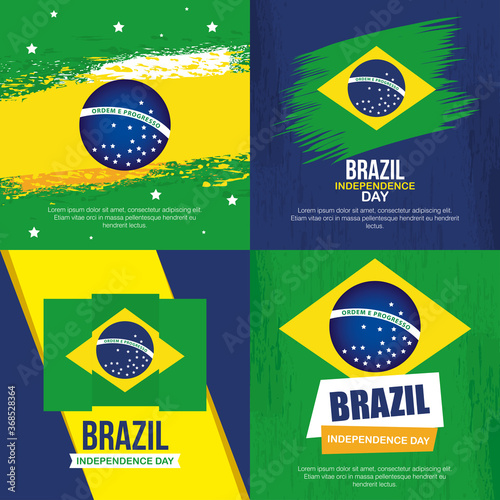 collection of, 7 september, banners of celebration brazil independence day vector illustration design