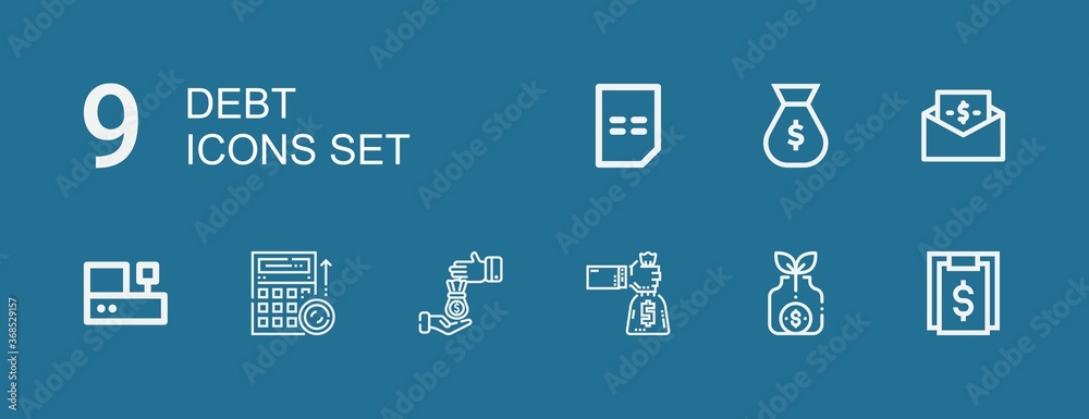 Editable 9 debt icons for web and mobile