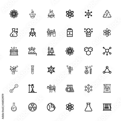 Editable 36 atom icons for web and mobile