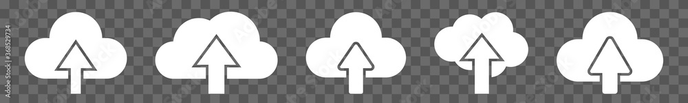 Cloud Upload Icon White | Clouds Arrow Up Illustration | Computing Storage Symbol | Server Data Internet Logo | IT Service Sign | Isolated | Variations Cloud Upload Icon White | Clouds Arrow Up Illustration | Computing Storage Symbol | Server Data Internet Logo | IT Service Sign | Isolated | Variations