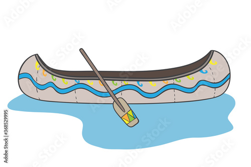 American indian canoe with a paddle