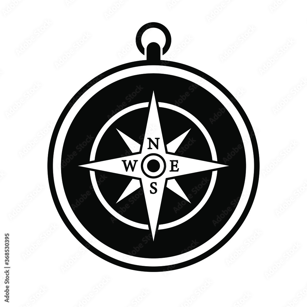  Compass icon black and white navigation equipment vector illustration 