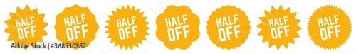 Half Off Tag Orange | Icon | Sticker | Deal Label | Variations