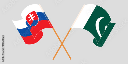 Canvas Print Crossed and waving flags of Pakistan and Slovakia