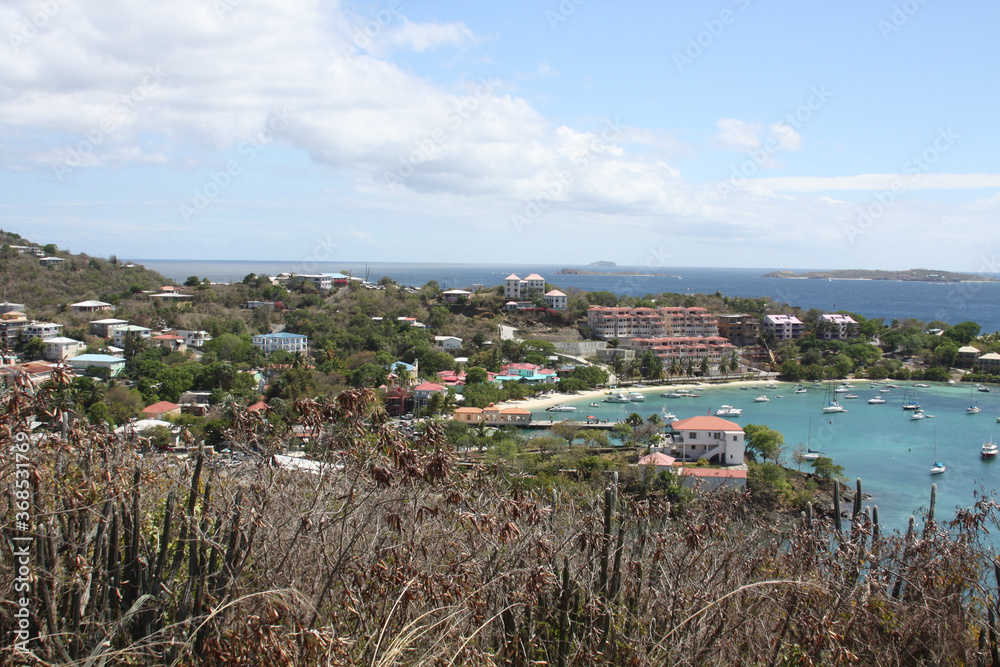 turquoise sea and blue sky of Antigua, Caribbean