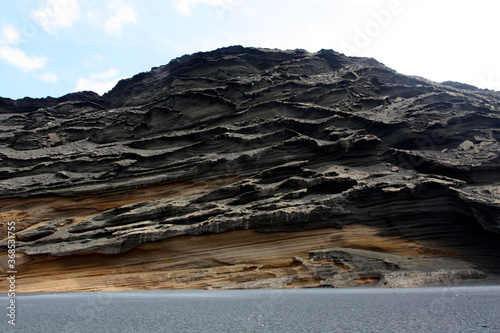 Colorful cliffs and black sand, Lanzarote, Canary Islands
