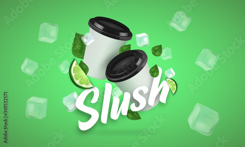 Slush Cup Icy Lime Vector Mockup