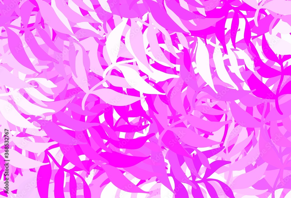 Obraz premium Light Pink vector doodle texture with leaves.