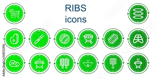 Editable 14 ribs icons for web and mobile
