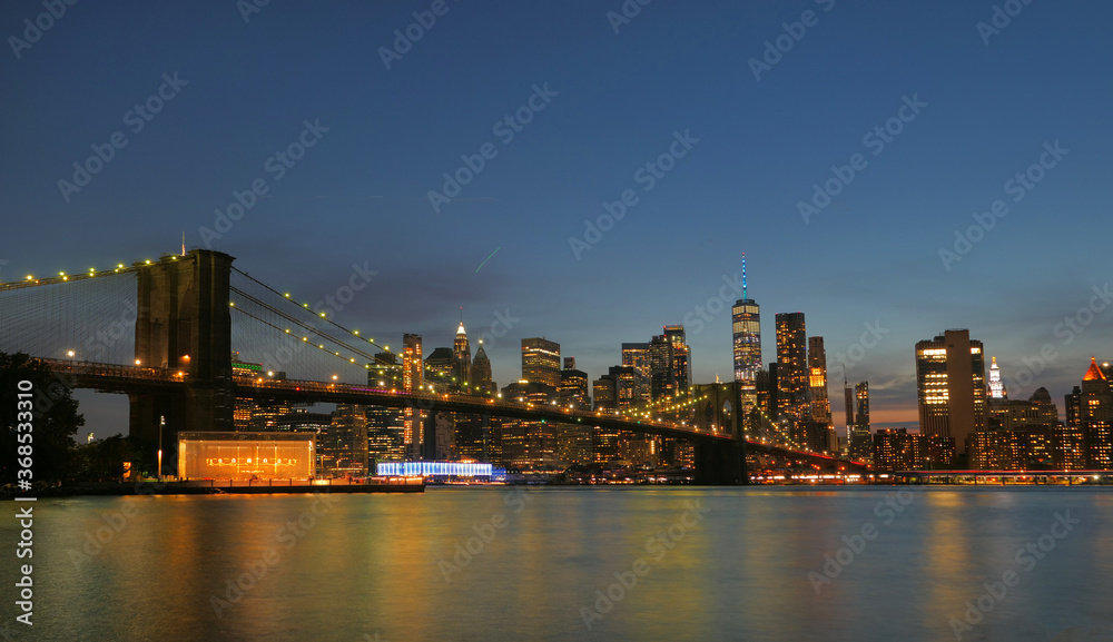 landscape of lower manhattan at night time 
