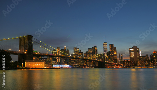 landscape of lower manhattan at night time © mimilee